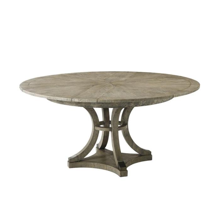 Theodore Alexander Extendable Round Dining Table Devereaux in Grey Echo Oak 1