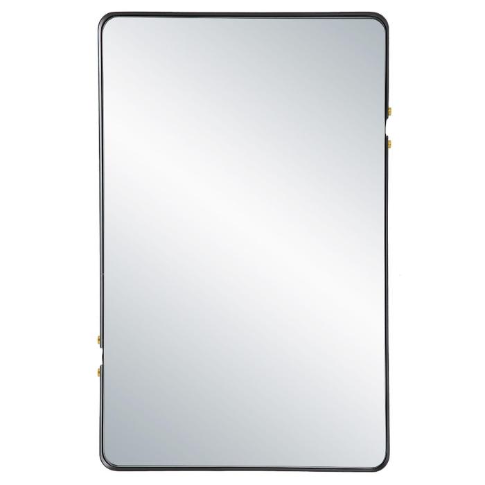 Keiichi Rivet Oval Mirror Black & Brass 1