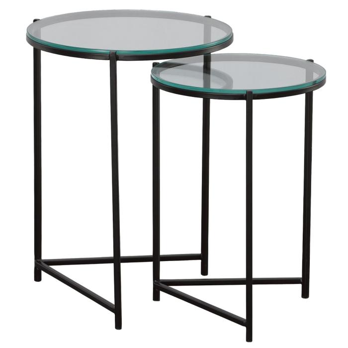 Keiichi Orbit Nesting Side Tables Black & Glass 1