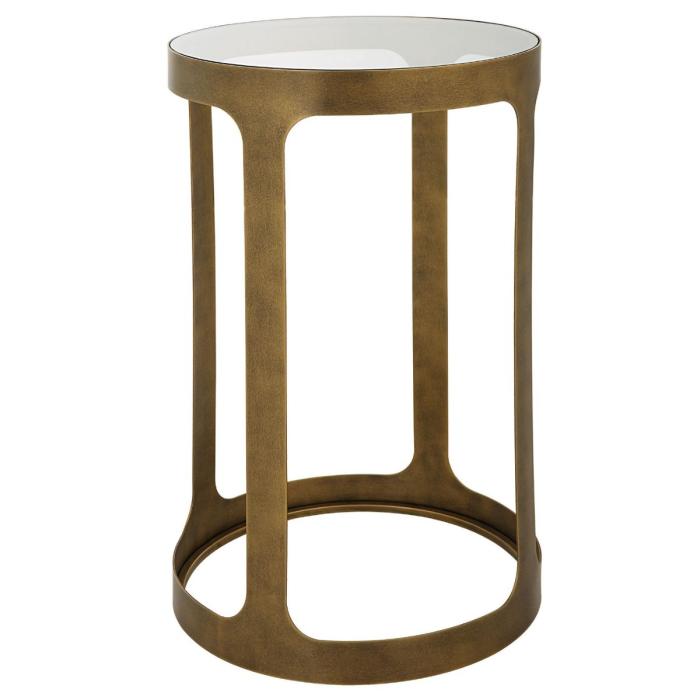 Keiichi Retro Cutout Side Table Brass & Glass 1