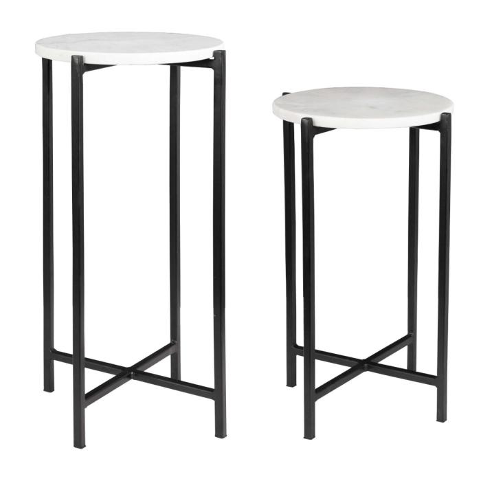 Keiichi Orla Side Tables White Marble & Black 1