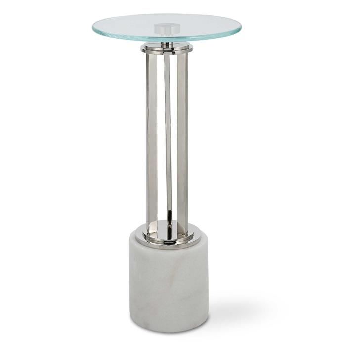 Keiichi Tower Marble & Glass Side Table 1