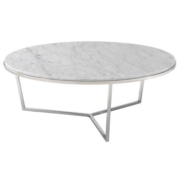 *Table* Large Round Coffee Table Fisher in Marble & Nickel