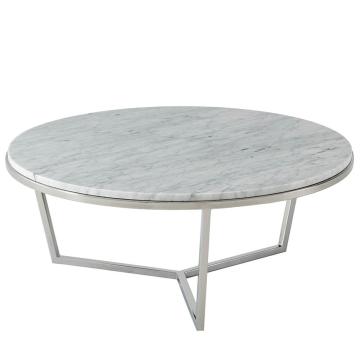 *Table* Small Round Coffee Table Fisher in Marble & Nickel